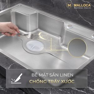 Chậu rửa chén 1 hố hạn chế trầy xước kích thước 80 cm - lắp âm hoặc lắp nổi