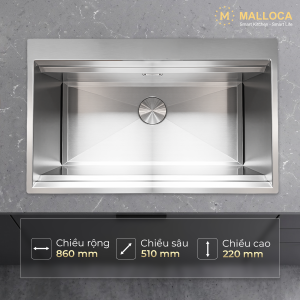 Chậu rửa chén 1 hố Inox 304 kích thước 86 cm