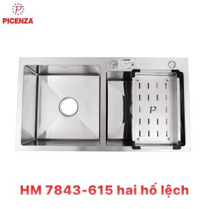 Chậu Handmade 2 hố lệch HM 7843-615 inox 304