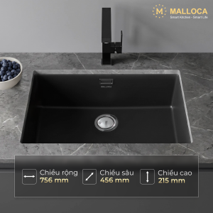 Chậu rửa chén đá Granite 1 hố kích thước 75.6 cm - lắp âm hoặc lắp nổi