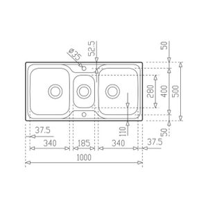 Chậu rửa lắp nổi - 2½ hộc rửa - Classic 2½B