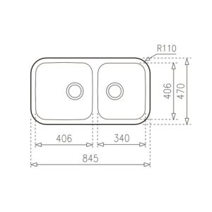 Chậu rửa lắp âm - 2 hộc rửa - BE 2B 845 R