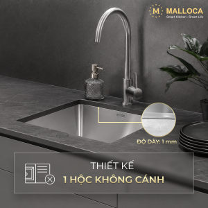 Chậu rửa chén 1 hố Inox 304 kích thước 44 cm - lắp âm hoặc lắp nổi