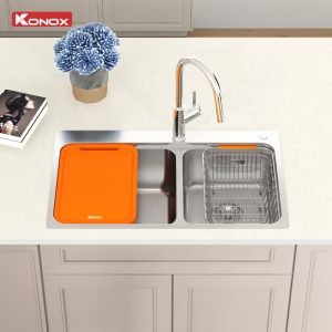 Chậu rửa bát 2 hố lệch R50 Tari 8251TD