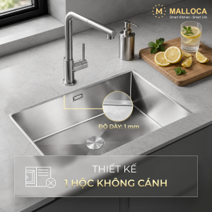 Chậu rửa chén 1 hố Inox 304 kích thước 70 cm – lắp âm hoặc lắp nổi