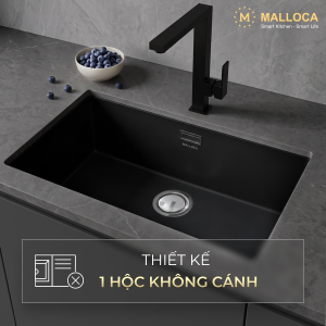 Chậu rửa chén đá Granite 1 hố kích thước 75.6 cm - lắp âm hoặc lắp nổi