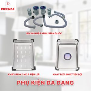 Chậu rửa bát 1 hố Handmade HM 6045 Luxury SUS 304 - Picenza