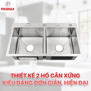 Chậu rửa bát 2 hố inox SUS 304 HMS 8245 – 616 Picenza