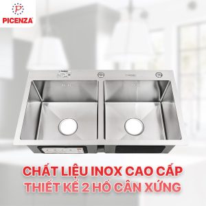 Chậu Handmade 2 hố cân HM 7843-616 inox 304