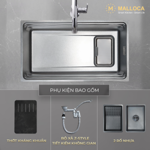 Chậu rửa chén 1 hố Inox 304 hạn chế trầy xước kích thước 76 cm