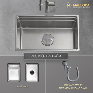 Chậu rửa chén 1 hố hạn chế trầy xước kích thước 76 cm - lắp âm hoặc lắp nổi
