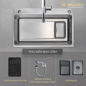 Chậu rửa chén 1 hố Inox 304 hạn chế trầy xước kích thước 77 cm