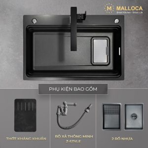 Chậu rửa chén 1 hố Inox 304 hạn chế trầy xước kích thước 77 cm