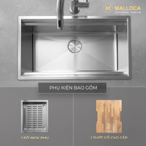 Chậu rửa chén 1 hố Inox 304 kích thước 78 cm – lắp âm hoặc lắp nổi