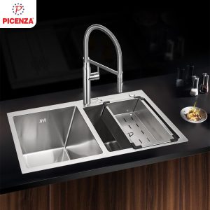 Chậu Handmade 2 hố lệch HM 7843-615 inox 304