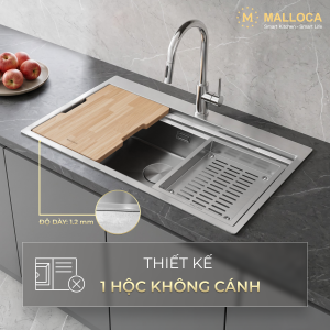 Chậu rửa chén 1 hố Inox 304 kích thước 86 cm