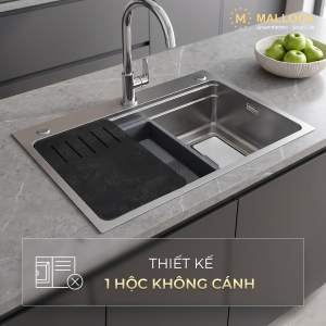 Chậu rửa chén 1 hố Inox 304 hạn chế trầy xước kích thước 77 cm