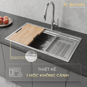 Chậu rửa chén 1 hố Inox 304 kích thước 78 cm – lắp âm hoặc lắp nổi