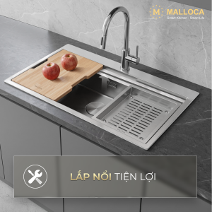 Chậu rửa chén 1 hố Inox 304 kích thước 86 cm