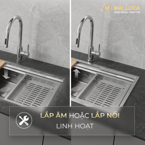 Chậu rửa chén 1 hố Inox 304 kích thước 78 cm – lắp âm hoặc lắp nổi