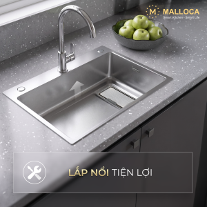Chậu rửa chén 1 hố Inox 304 hạn chế trầy xước kích thước 77 cm