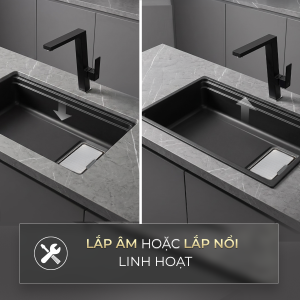 Chậu rửa chén 1 hố Inox 304 hạn chế trầy xước kích thước 76 cm
