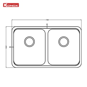 Chậu rửa bát lắp âm 2 hố cân R50 Tari 7846DU