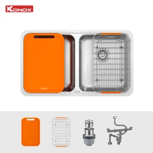 Chậu rửa bát lắp âm 2 hố cân R50 Tari 7846DU