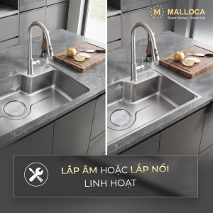 Chậu rửa chén 1 hố hạn chế trầy xước kích thước 80 cm - lắp âm hoặc lắp nổi