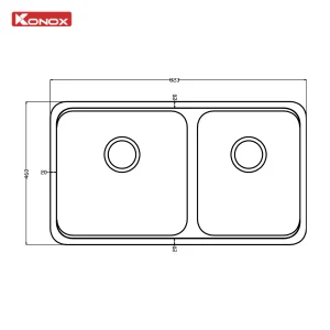 Chậu rửa bát lắp âm 2 hố lệch R50 Tari 8246DU
