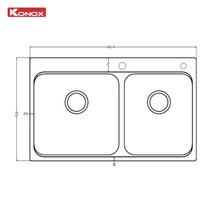Chậu rửa bát 2 hố lệch R50 Tari 8251TD