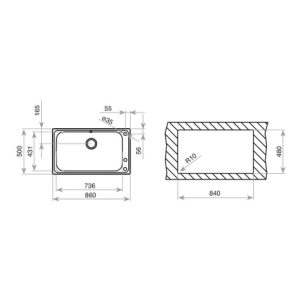 Chậu rửa lắp nổi - 1 hộc rửa - BAHIA 1B PLUS