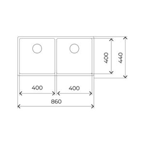 Chậu rửa lắp âm - 2 hộc rửa - Be Linea RS15 2B 860
