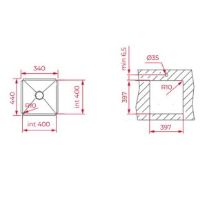 Chậu rửa lắp âm - 1 hộc rửa - Bex Linea 40.40