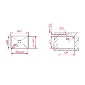 Chậu rửa lắp âm - 1 hộc rửa - Bex Linea 50.40