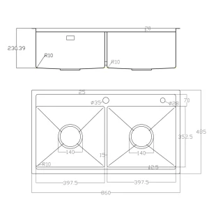 CHẬU RỬA BÁT 2 HỐ NOBINOX LUMIA NJ508D