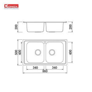 Chậu rửa bát European sink Premium KS8650 2BSiphon, giá úp bát inox