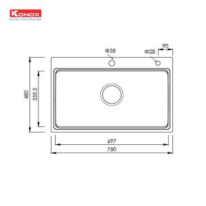 Chậu rửa bát Overmount Sink KN7548SOSiphon, colander