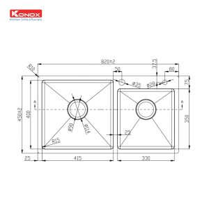 Chậu rửa bát Overmount Sink KN8245DOSiphon, giá úp bát inox