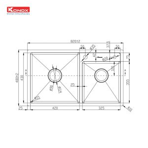 Chậu rửa bát Overmount Sink KN8248DOSiphon, giá úp bát inox