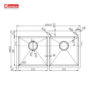 Chậu rửa bát Overmount Sink KN8248DOBSiphon, giá úp bát inox