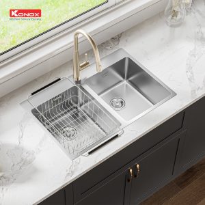 Chậu rửa bát Topmount Sink Unico 7650Siphon, giá úp bát inox