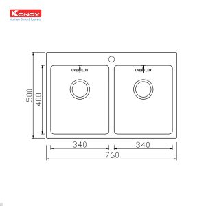 Chậu rửa bát Topmount Sink Unico 7650Siphon, giá úp bát inox