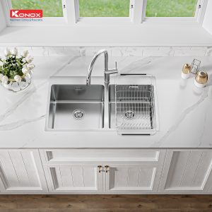 Chậu rửa bát Topmount Sink Unico 8250Siphon, giá úp bát inox