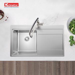 Chậu rửa bát Topmount Sink Unico 8652Siphon, giá úp bát inox