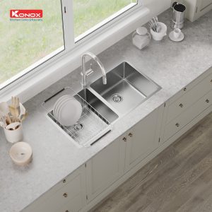 Chậu rửa bát Topmount Sink Unico 8850Siphon, giá úp bát inox