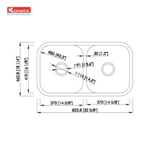 Chậu rửa bát Undermount Sink KN8246DUASiphon, giá úp bát inox