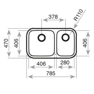 Chậu rửa lắp âm - 2 hộc rửa - BE 2B 785
