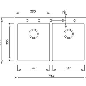 Chậu đá lắp nổi - 2 hộc rửa - ForSquare 2B 790 TG