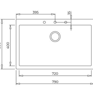 Chậu đá lắp nổi - 1 hộc rửa - 72.40 TG V.AUTO GRIS PIEDRA